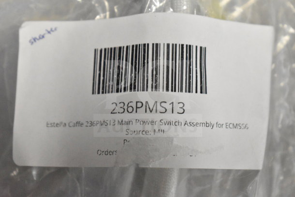 BRAND NEW SCRATCH AND DENT! Estella Caffe 236PMS13 Main Power Switch Assembly for ECMSS6. SKU: 236PMS13. Factory sealed.