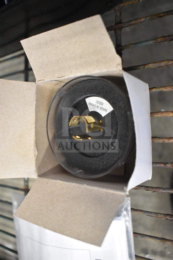 Various items including shorting cap and Bosch manual, open box, label reads "Made in China 05230", auction lot.