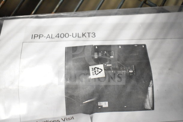 Alt text: IPP-AL400-ULKT3 label on electrical component image, part of auction including shorting cap, Bosch manual.