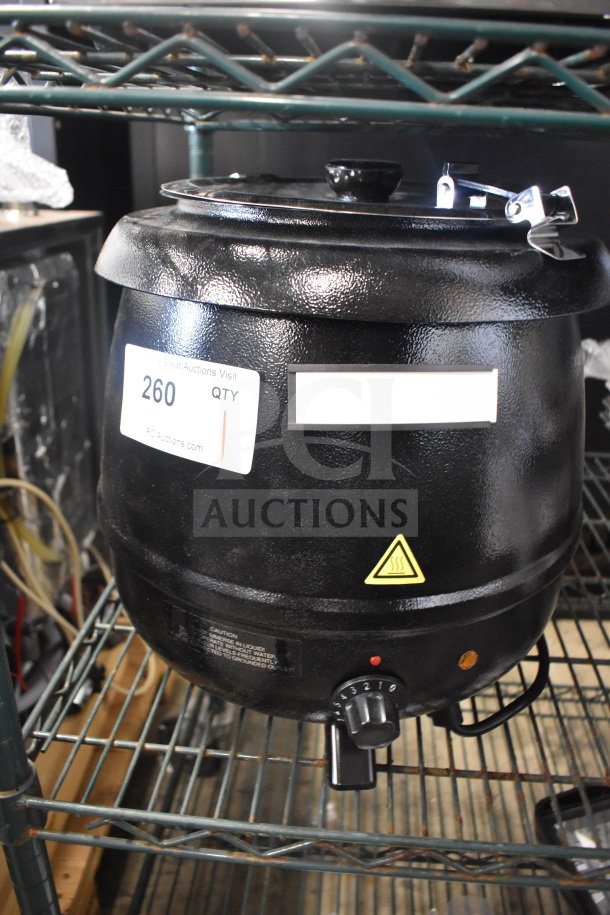 Brand new Avantco S30 11 Qt. black soup kettle warmer with minor scratches; 120 Volts, 1 Phase. 