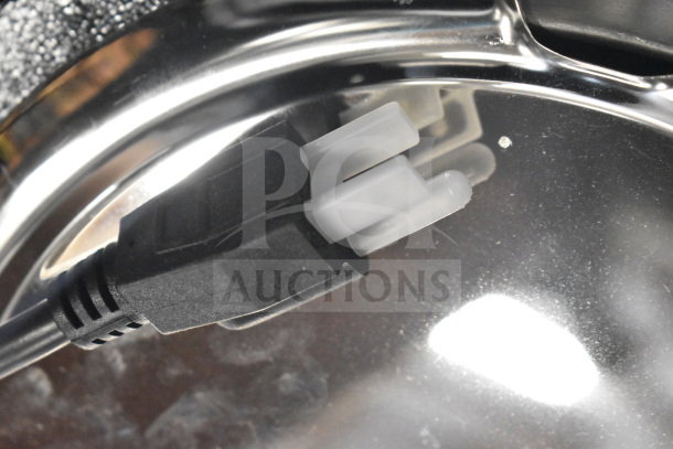 Black Avantco S30 11 Qt. Soup Kettle Warmer, 120V, new with scratch and dent, power cord shown.
