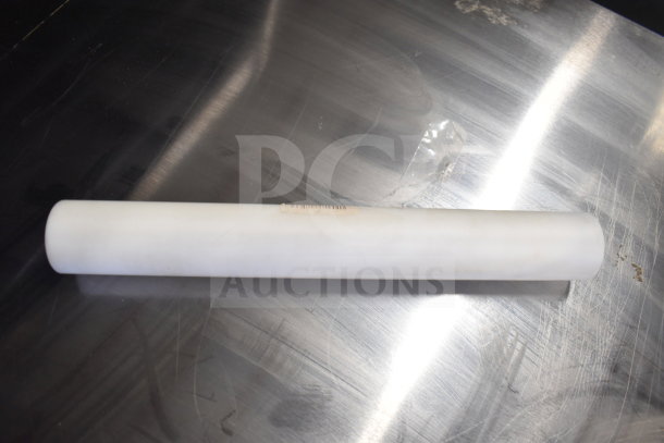 Brand new Estella 348PEDS45B outer upper roller for EDS18D dough sheeters on stainless steel surface.