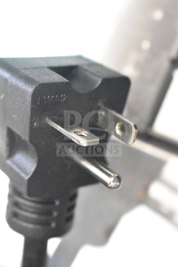 Close-up of a black electrical plug for the 2025 Avantco 177F200 fryer, showing prongs and model markings.
