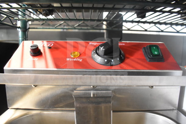 2025 Avantco 177F200 15 lb. electric countertop fryer, medium-duty, 208-240V, scratched, new. Manual controls visible.