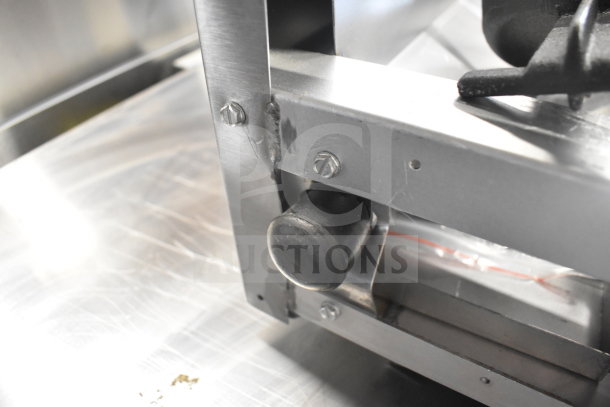 Alt text: "Vulcan VCRH12-1 gas countertop range showing metal frame detail, brand new with minor scratches."