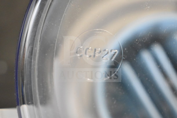 "Brand new Sunkist CCP27 countertop juicer, scratch and dent condition, visible 'CCP27' marking on lid."