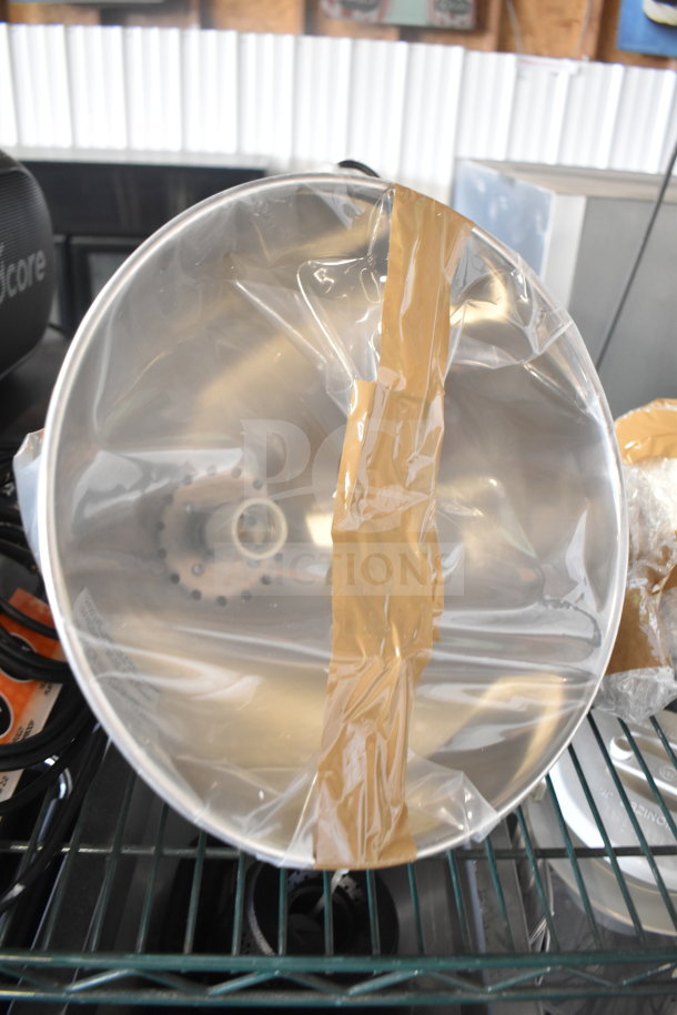 Ceiling mount Hanson Heat Lamp 800-BC-CH, brand new, scratch and dent, 120 volts, wrapped, on shelf.
