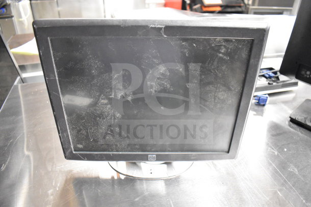 6 various computer monitors including Dell and HP, mixed condition, some scratches, auction lot enhancing bid value.