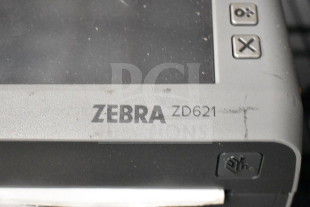 Zebra ZD621 Desktop Direct Thermal Barcode Printer, slight wear visible, model name marked on front panel.