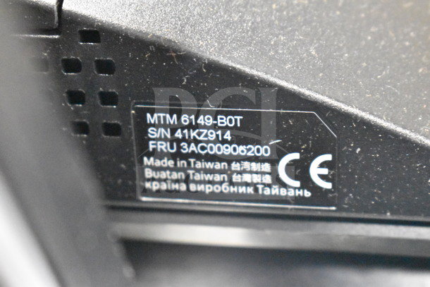 Label on electronic item showing model MTM 6149-B0T, serial number 41KZ914, made in Taiwan.