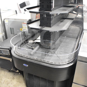 Federal Commercial Floor Style Island Grab N Go Merchandiser, black, multiple shelves, good condition, ideal for retail.