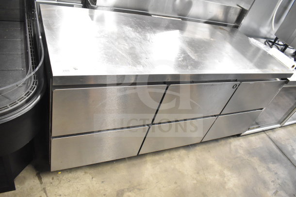 2017 Delfield GUR72P-D commercial undercounter cooler, 6 drawers, stainless steel, 115 volts, 1 phase, excellent condition.