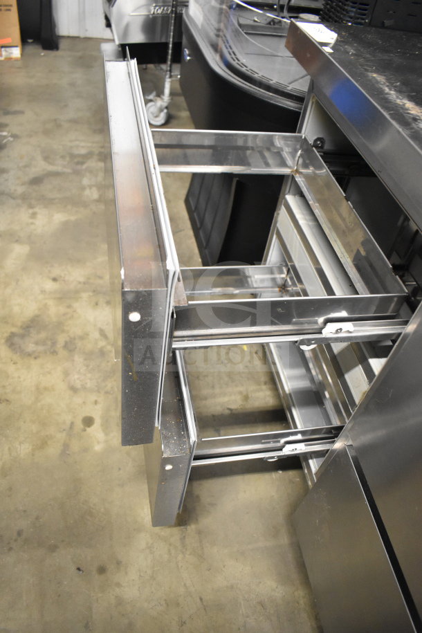 2017 Delfield GUR72P-D 6 Drawer Undercounter Cooler, stainless steel, open drawers, commercial use, 115V, 1 Phase.