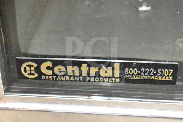 True TUC-60G Commercial 2 Door Cooler. Glass doors, 115 volts, 1 phase. Central Restaurant Products label visible.