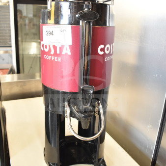 Bunn TF SERVER 44050.0001 ThermoFresh 1.5 Gallon Black Portable Server with Costa Coffee branding, visible wear.