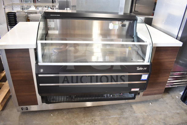 Turbo Air TOM-50SB-N 50" black horizontal air curtain display case, 115 volts, excellent condition, with clear glass front.