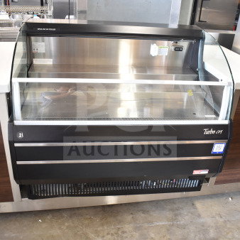 Turbo Air TOM-50SB-N 50" black horizontal air curtain display case, 115 volts, excellent condition, with clear glass front.