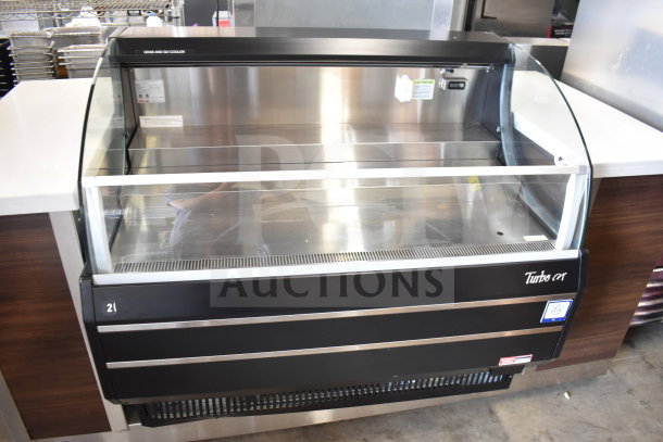 Turbo Air TOM-50SB-N 50" black air curtain display case, excellent condition, clear glass front, model tags visible.