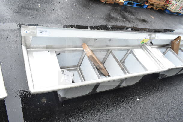 Brand new Steelton 522CS31416LR 66" sink, three compartments, two 12" drainboards, 14"x16"x12" bowls, scratch and dent condition.