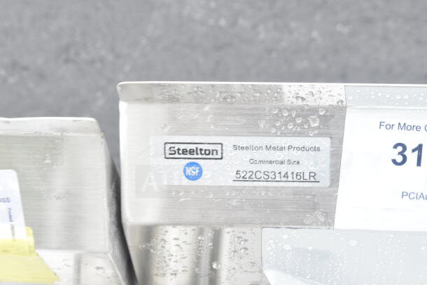 Steelton 522CS31416LR sink, 66" three-compartment with two 12" drainboards, NSF certified, commercial use, brand new.