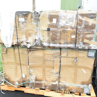 Damaged boxes containing five Lavex 257FSUC24363 utility carts, each 36"x24"x35", new with scratch and dent condition.