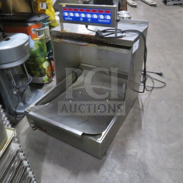 Hatco heated warmer GRFHS-2, 120V, stainless steel, 22x26x23 inches, control panel visible, used condition.