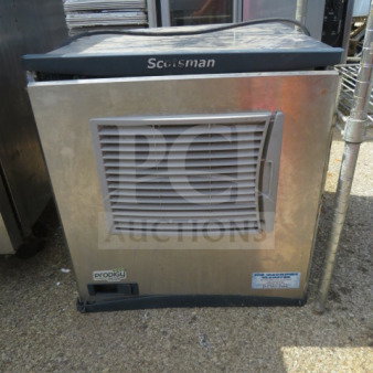 Scotsman Ice Maker CO522MA-1D, 115 Volt, 23x25x24 inches, stainless steel, front ventilation grill, Prodigy Plus logo.