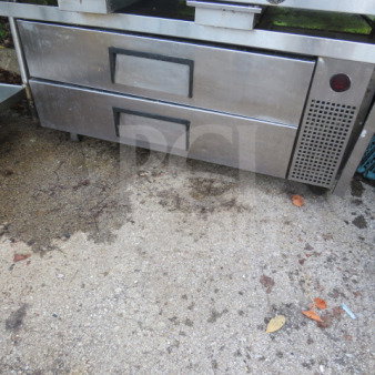 True 2 Drawer Chef Base on casters, Model TRCB-52-60, 115V, 60x32x26 inches. Stainless steel finish, used condition.
