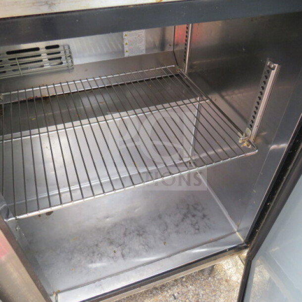 Turbo Air TWR-48SD-N refrigerator with two racks, stainless steel overshelf, casters, 48x30x64, 115V, valued at $3572.15.