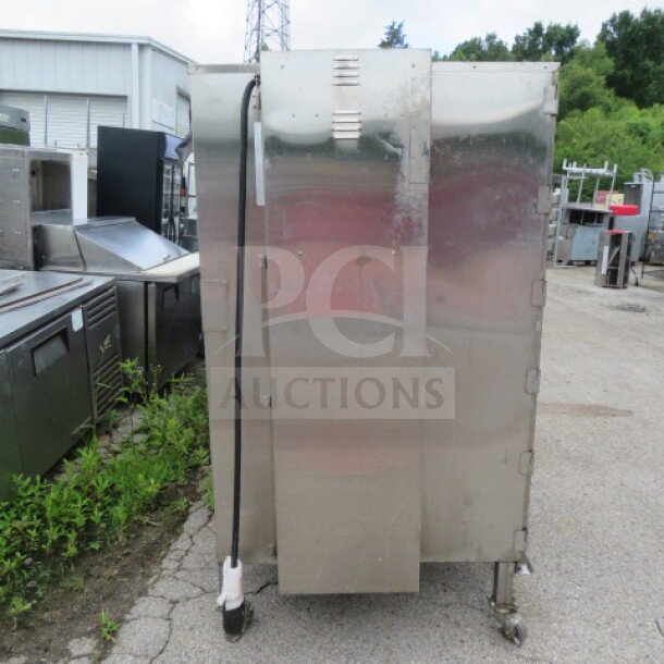 Cookshack SM-360 Smart Smoker, stainless steel, 550lb capacity, on casters. Dimensions: 48x39x71 inches. 240V, 6000W.