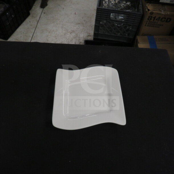 NEW CAC 6-3/4 Inch Miami Plate, Model MIA-6. White ceramic with a modern wavy design. Mint condition.