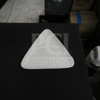 NEW CAC Triangular Plate, 8.25x7.5 inches, Model #COP-T8. Pristine condition, smooth white surface.