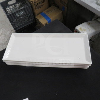 14.5x6 Krockery rectangular plates in white, stack of five, excellent condition.