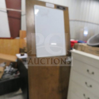 One 36x83.5 wooden door with handle, featuring a center white panel, in used condition.