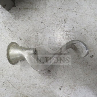 Stainless steel 20 quart hook with a curved design, used condition, minor surface wear evident, suitable for industrial mixers.