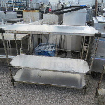 Metro shelving unit with three stainless steel solid shelves, dimensions 48x14x40.5 inches. Used condition.