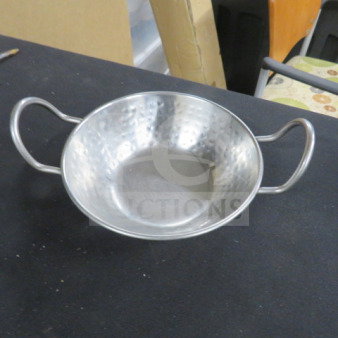 Stainless steel hammered bowl, 5.5 inches, with handles, model 8XBID, priced $7.79 each.