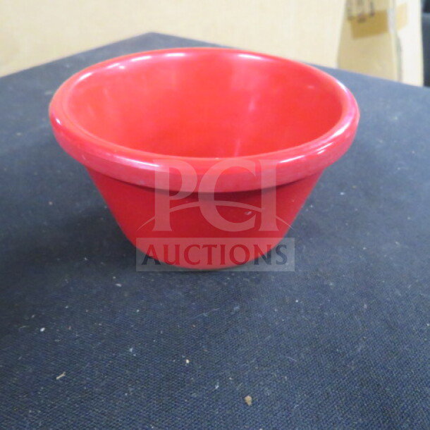 Acopa red 4oz ramekin, excellent condition, smooth finish, vibrant color. Perfect for sauces or single servings.