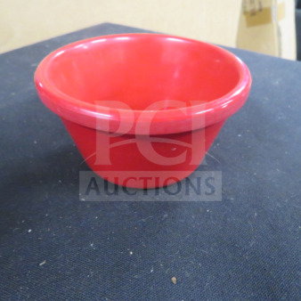 Acopa red 4oz ramekin, excellent condition, smooth finish, vibrant color. Perfect for sauces or single servings.