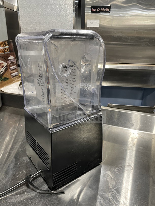 Blendtec Q-Series ICB5ABC5 commercial blender, used, clear jar with measurement markings, electric powered, countertop model.