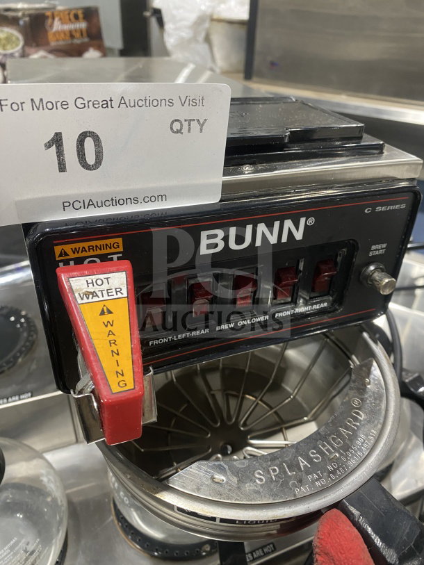 Bunn Commercial Coffee Brewing Machine, Model CRTF535, with 5 warming stations, hot water dispenser, working condition, 120/240V.