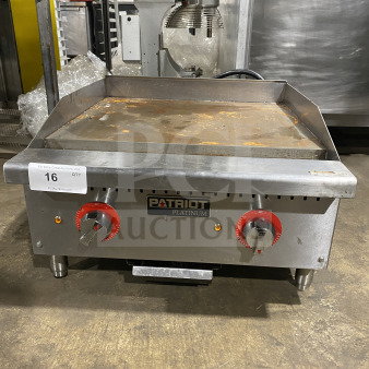 Patriot Platinum PTG24E stainless steel flat top electric grill, 2024 model, commercial-grade, countertop, adjustable legs.