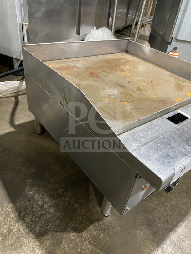 2024 Patriot Platinum Series PTG24-E stainless steel electric flat top grill. On legs, working condition.