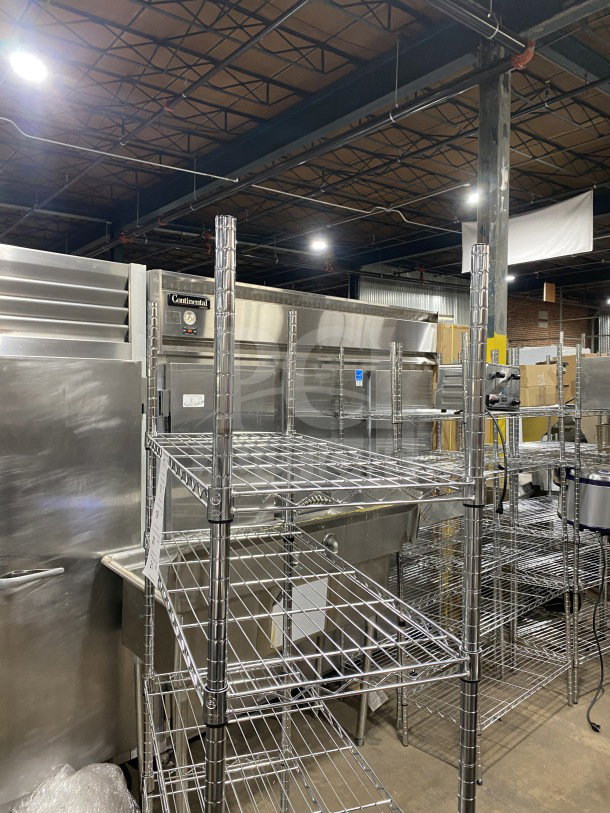 Quantum Commercial 36x16" wired shelf, carbon steel, chrome-plated, excellent condition, suitable for industrial use.