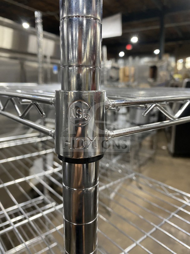 Quantum Commercial 36x16" wired shelf in carbon steel, chrome plated. Features NSF and HDX markings. Excellent condition.