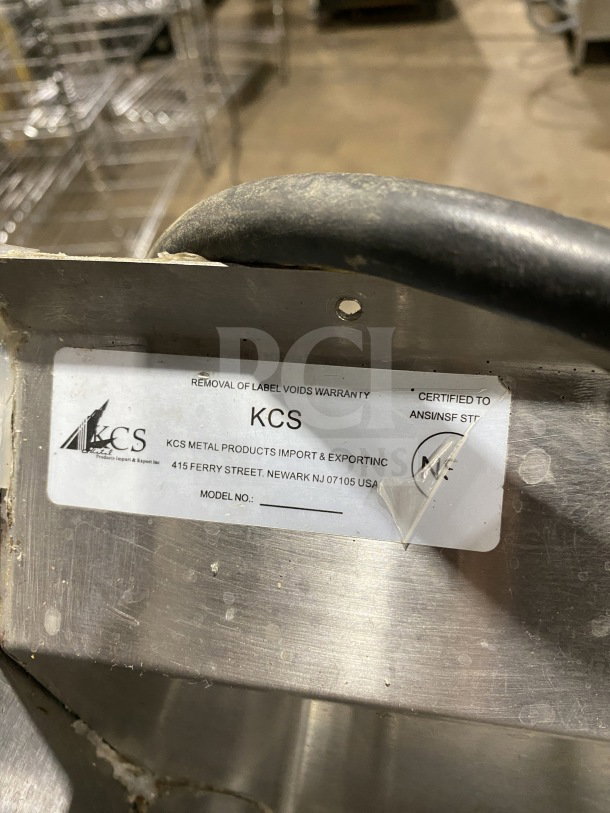 KCS Commercial stainless steel prep sink, 1-compartment, with integrated garbage disposal and splash-mount faucet, on legs.