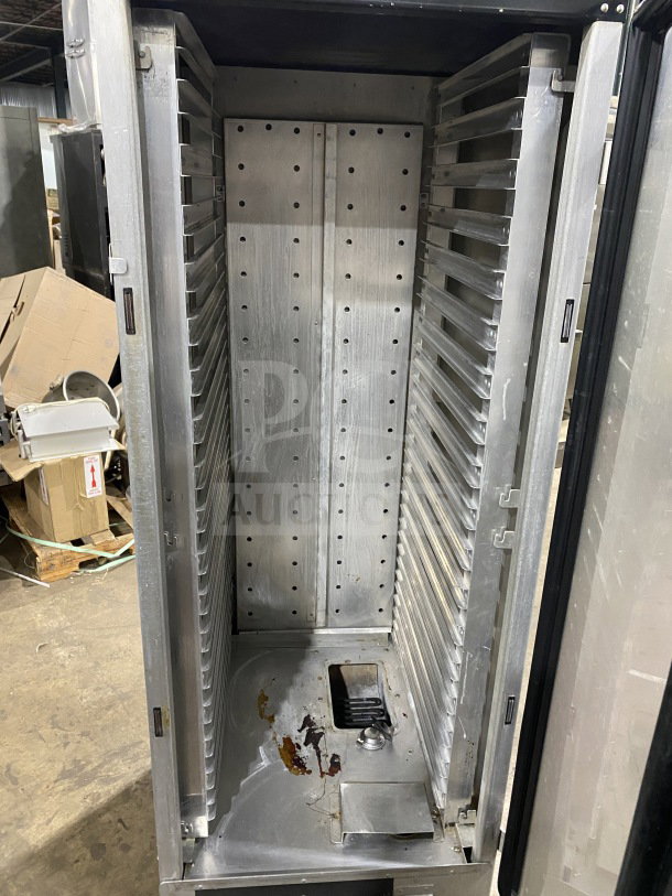 Metro H2 2000 Series stainless steel glass door heated holding cabinet, Model C175HM2000, in used condition, 120V.