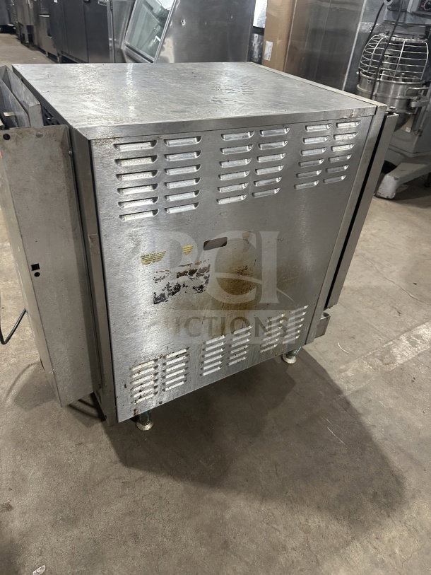 Cleveland Range SteamChef 6-Pan Convection Steamer, stainless steel, countertop, electric, 208V 3-phase, worn finish.