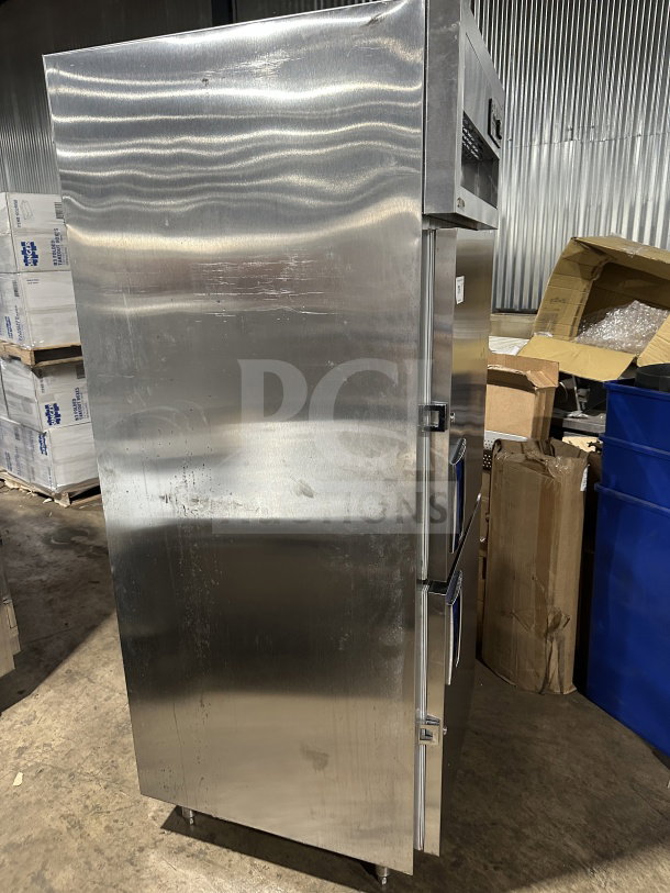 Delfield SSR1-SH-21 commercial stainless steel reach-in refrigerator, used condition, visible surface marks.