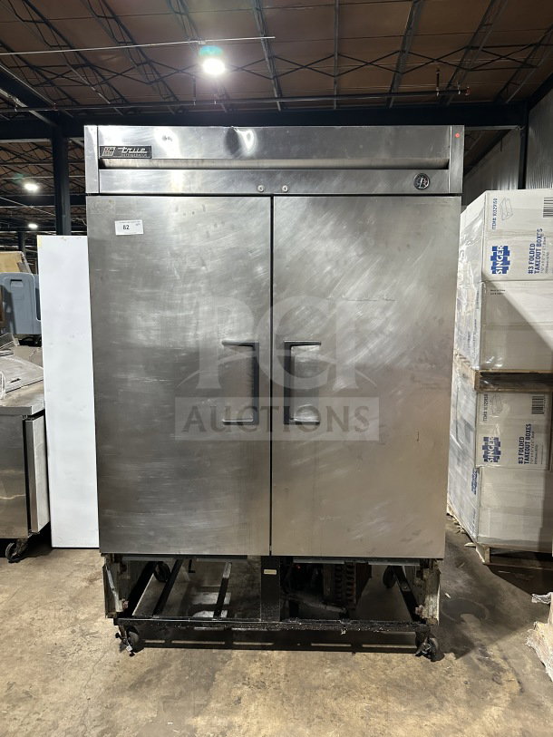 True Commercial T-49 Stainless Steel 2-Door Refrigerator, Energy Star, poly coated rack, 115V 1 Phase, on casters.